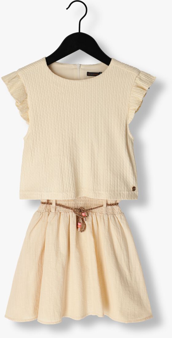 NONO ecru nono mini jurk nmayka mixed dress fancy jersey knit+woven slub skirt