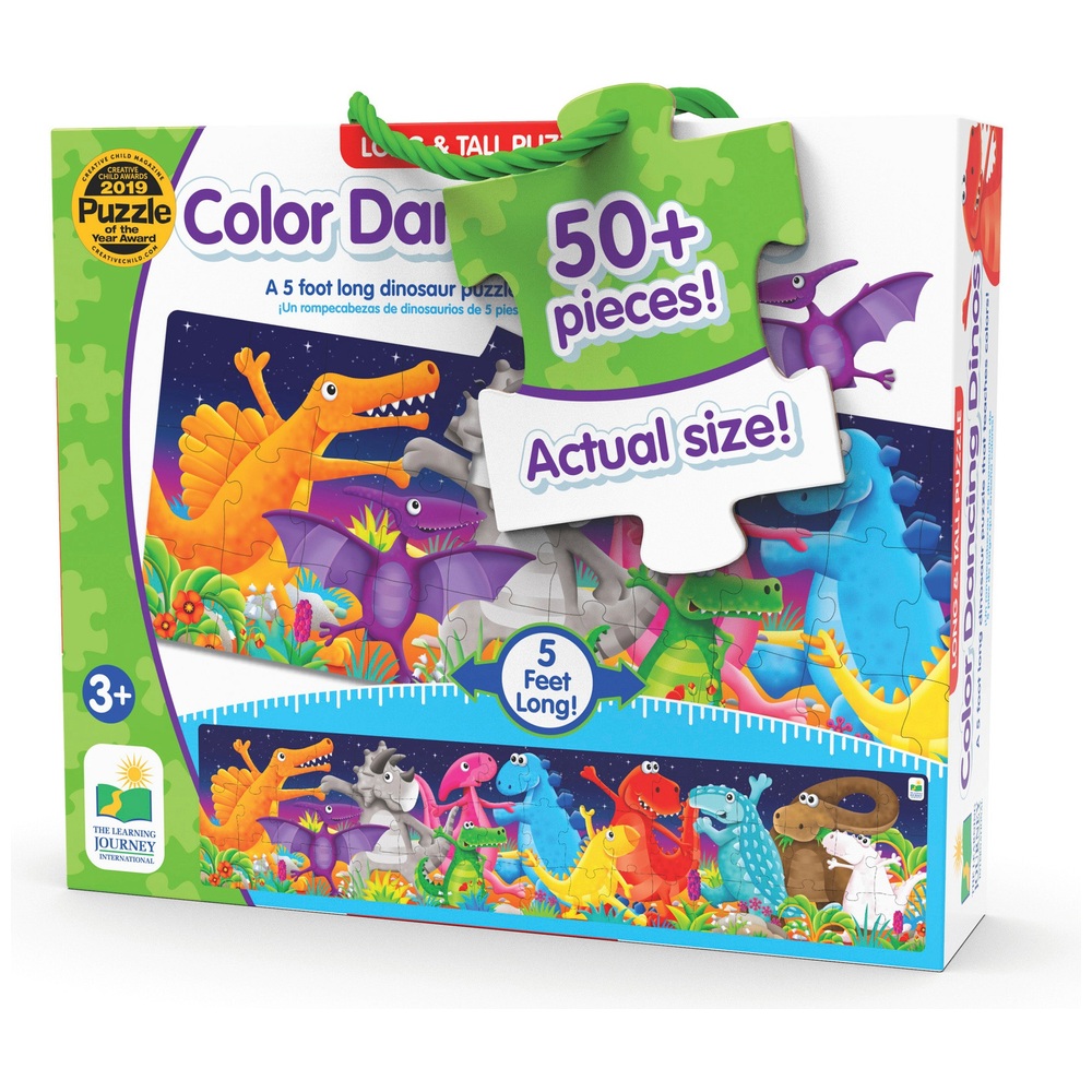 Langes und großes farbenfrohes Tanz-Dino-Puzzle (51 Teile)