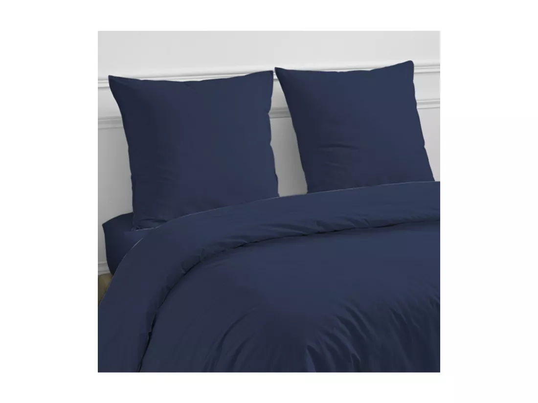 Drap housse en coton 57 fils uni bonnet 25cm bleu 140x190cm