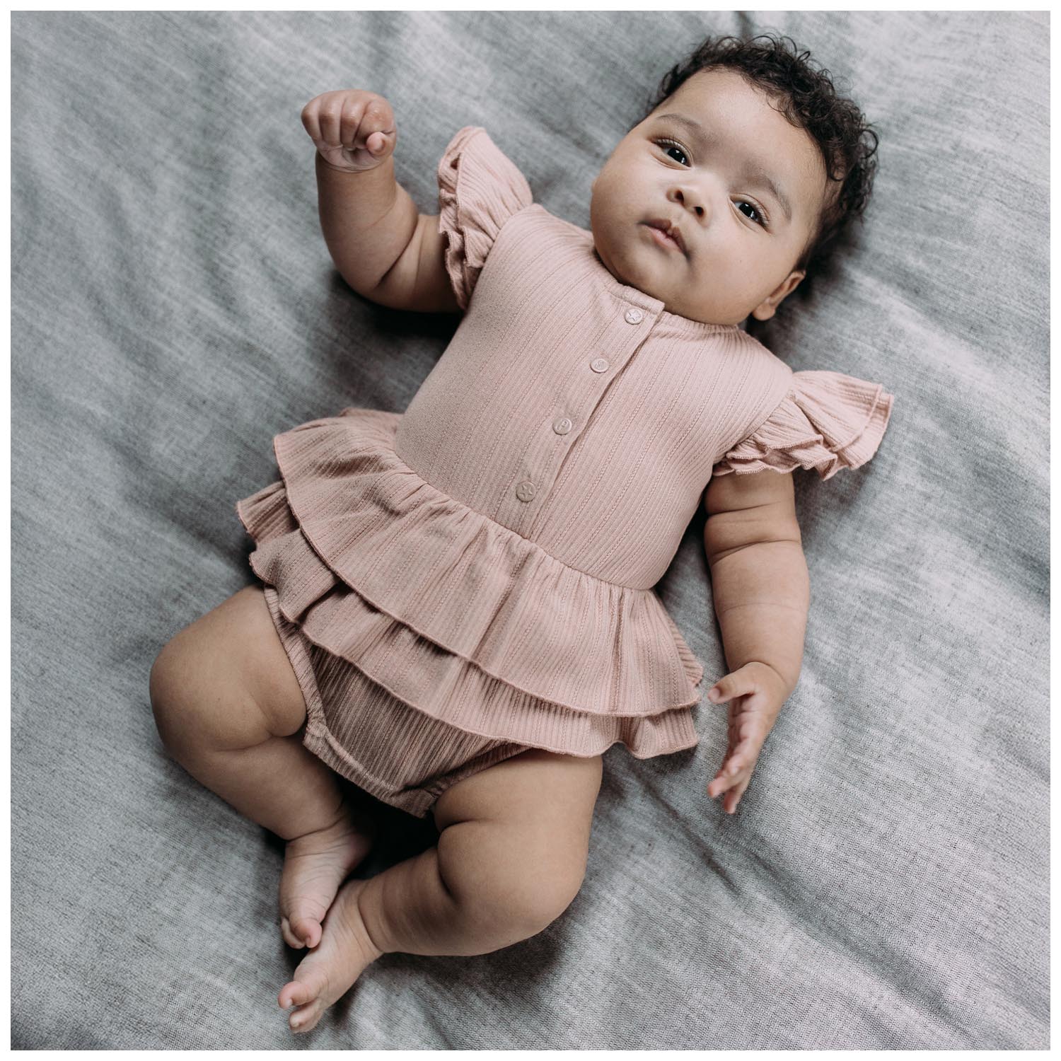 Sweet Petit baby body Pimme korte mouwen effen beige