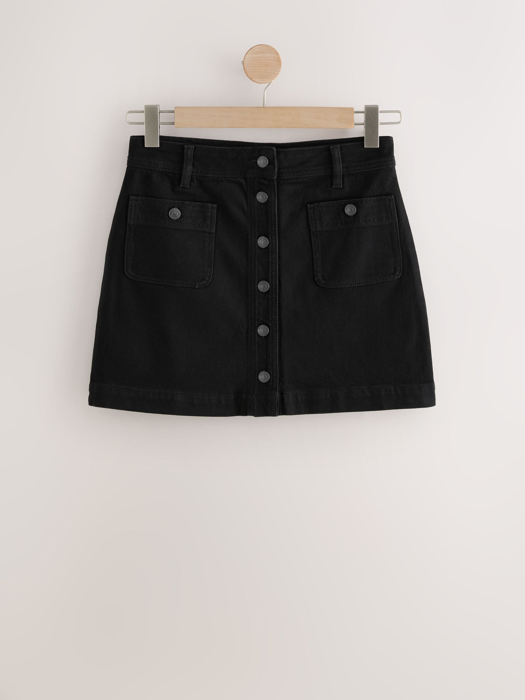 Zwart - Denim Patch Pocket Mini Skirt