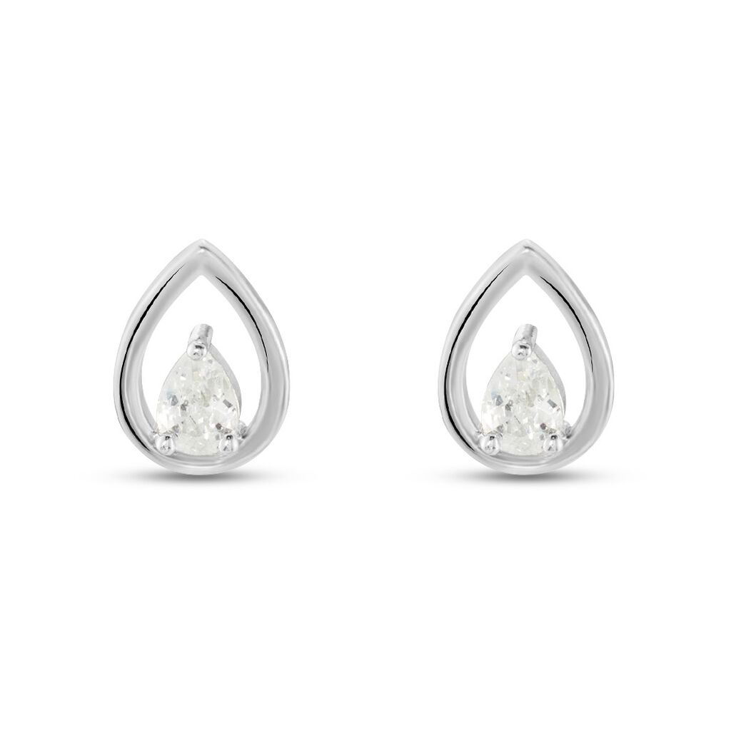 Boucles D'oreilles Puces Argent Blanc Temusio Oxydes De Zirconium