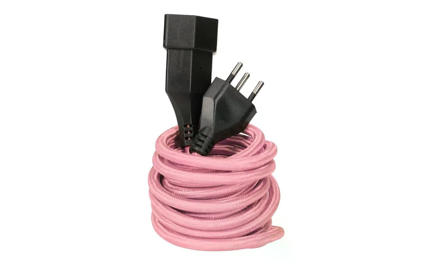 Verlängerungskabel 3 m T13 - T12, Rosa3 m langes Textil Verlängerungskabel mit Typ 12 Stecker und Typ 13 Kupplung
