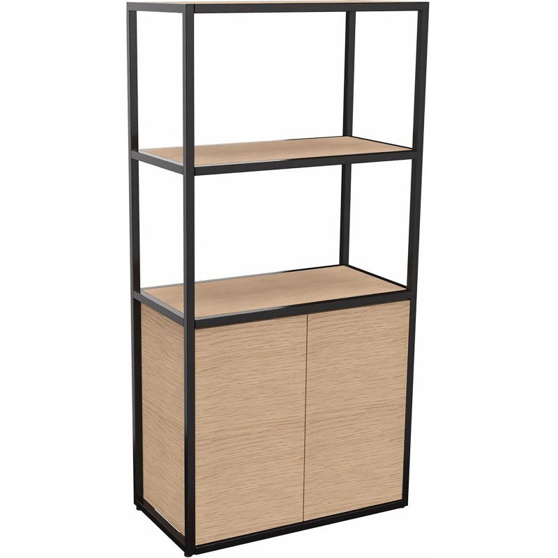 Bibliothèque Lumya L 80 x P 41,5 x H 162 cm porte battante - structure métal