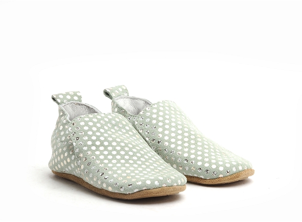 Bellamy chaussons bebe valentines tic pois vert