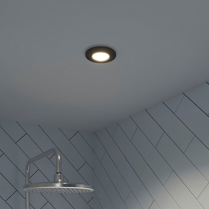 Spot encastrable Burnell LED intégrée blanc neutre dimmable IP65 450lm 6.2W Ø8.5xH.4cm noir GoodHome