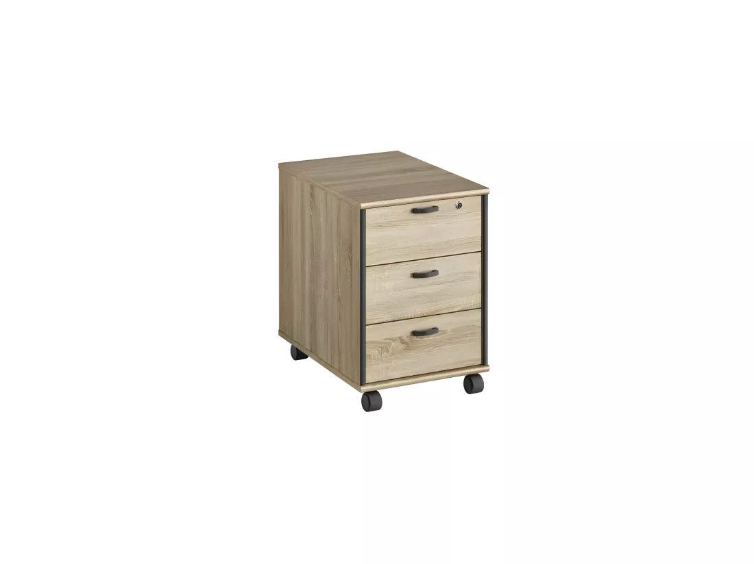 Caisson de bureau 3 tiroirs Bois/Noir - HUGUES