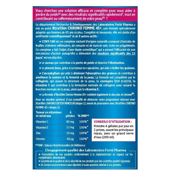 Forté Pharma XtraSlim Chrono Mulheres 45+ Emagrecimento e Perda de Peso 60 cápsulas