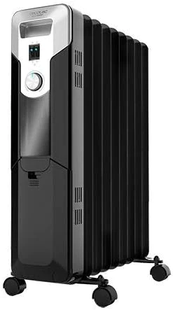Radiateur à Bain d’Huile 9 éléments avec thermostat réglable 2000W gri