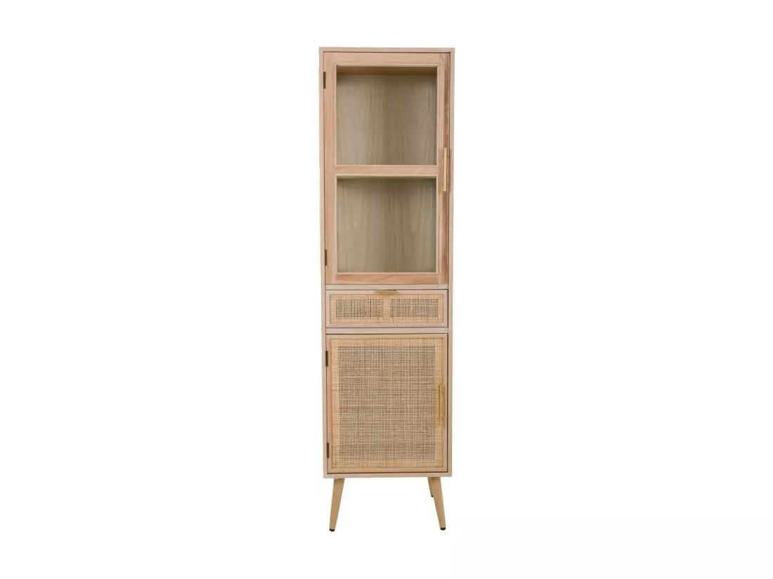 Vitrine en bois et grille marron 46.5x40.5x173.5h