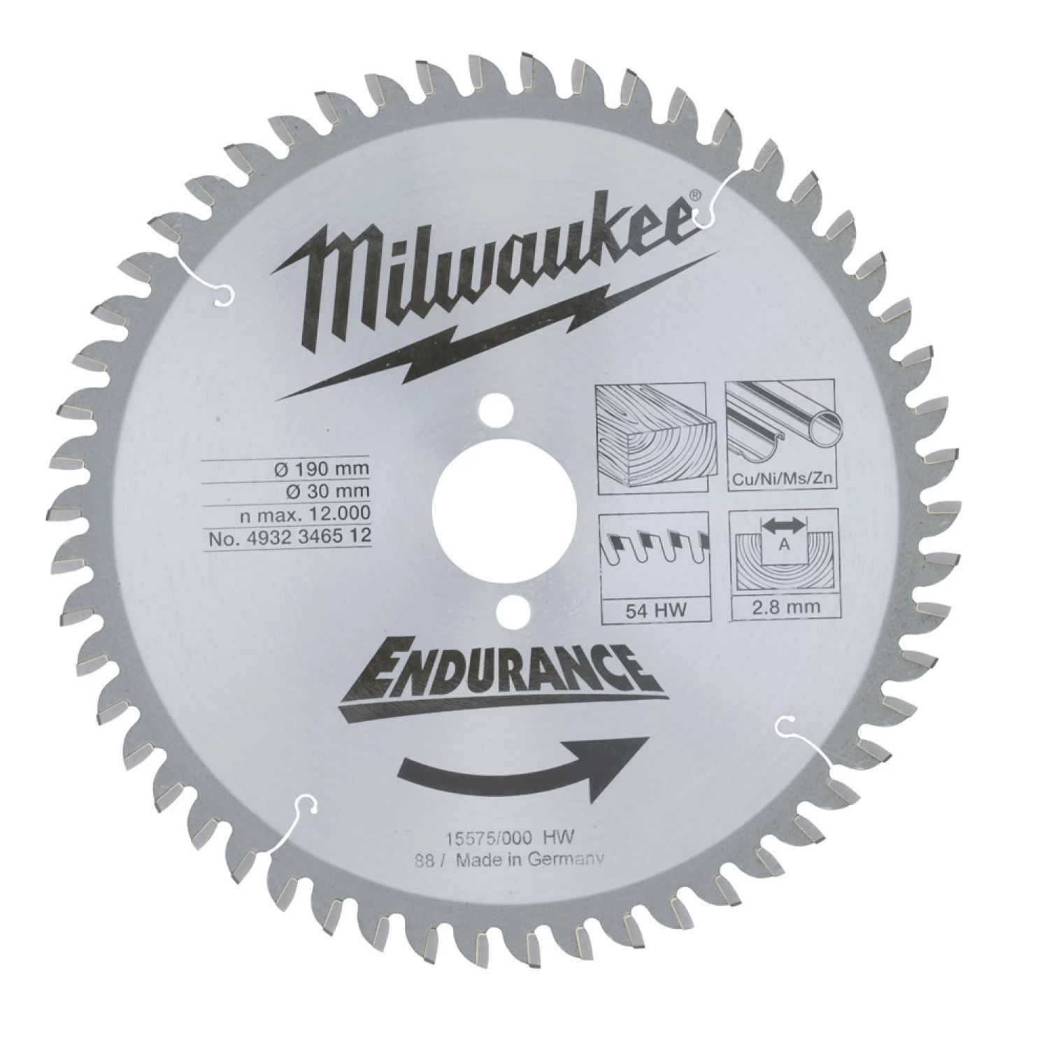 Milwaukee 4932471303 Cirkelzaagblad - 190 x 30 x 54T