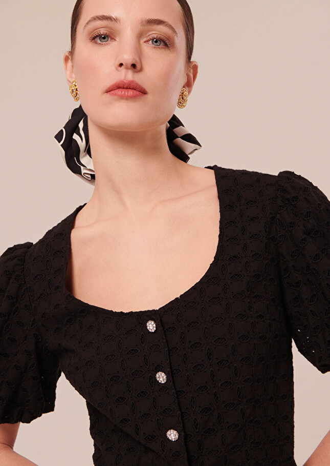 Chemise Clorindanoire en broderie anglaise