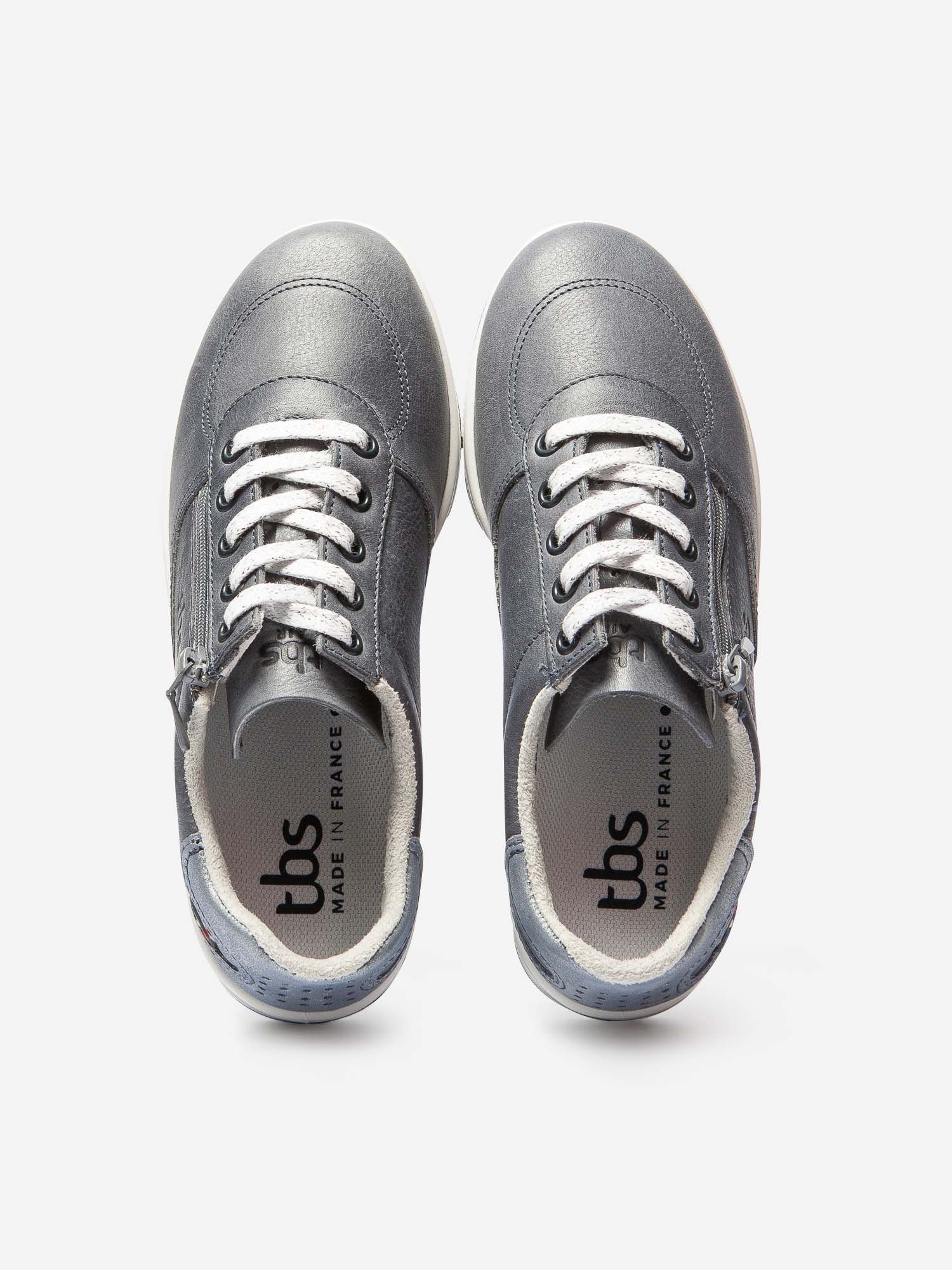 Baskets Zippées Femme Fabriquées en France Cuir Gris