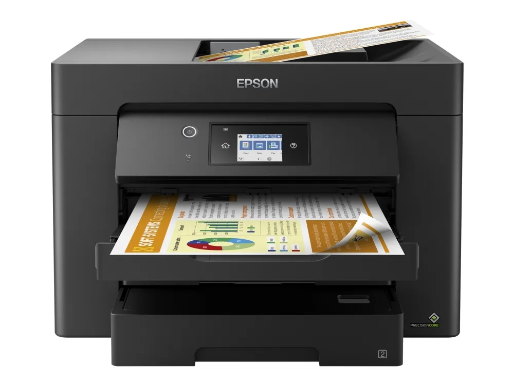 Epson WorkForce WF-7830DTWF - Multifunktionsprinter - farve - blækprinter - A3 (297 x 420 mm) (original) - A3 (medie) - op til 25 spm (udskriver) - 500 ark - 33.6 Kbps - USB 2.0, LAN, Wi-Fi(n)