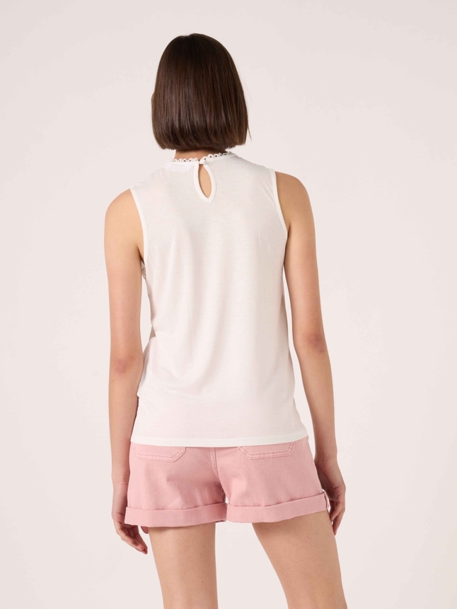Top col montant dentelle
