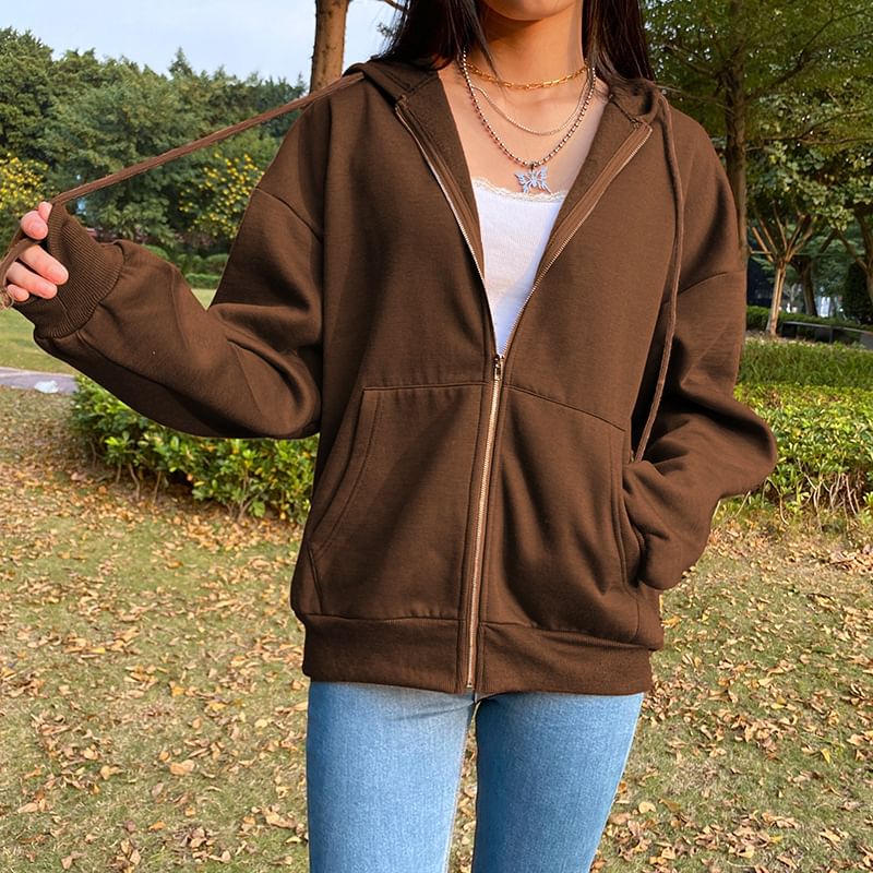 Trisica - Unisex hoodie met lange mouwen, losse pasvorm en rits