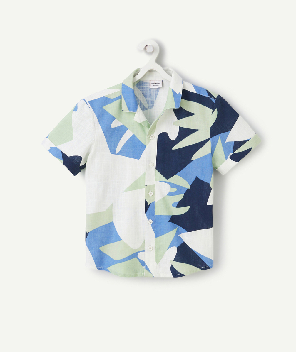 chemise manches courtes garçon en coton biologique thème hawaï