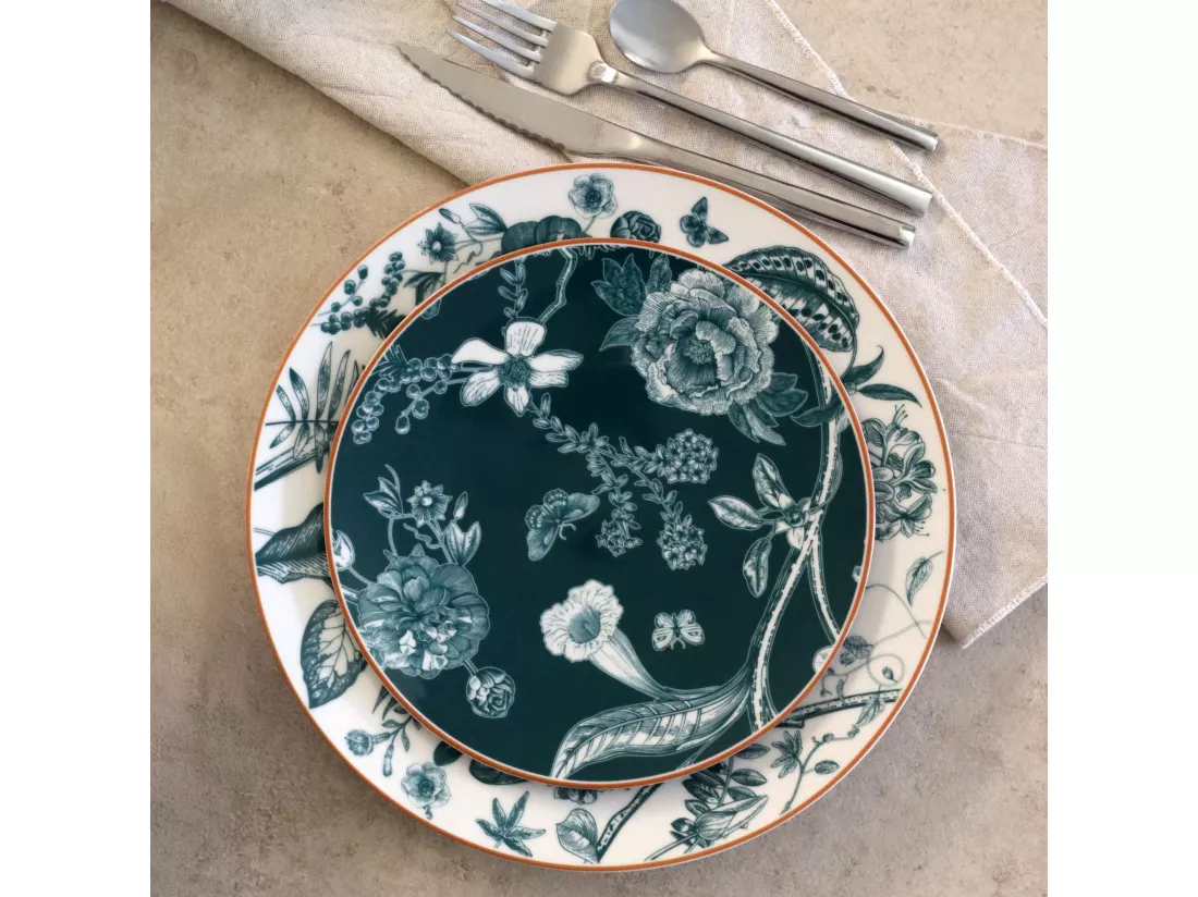 Novastyl - Lot 6 Assiettes Dessert Botanic 20cm En Porcelaine