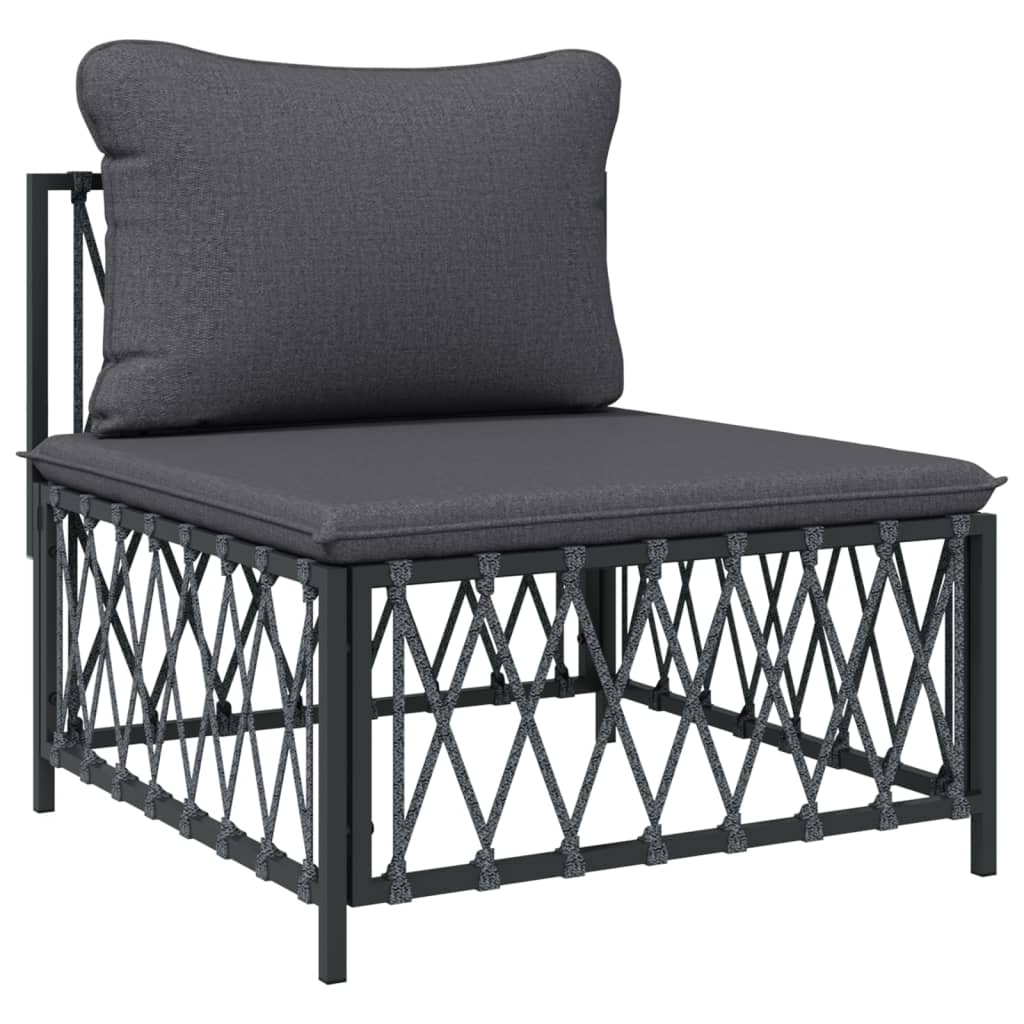 Salon de jardin meuble d'extérieur ensemble de mobilier 8 pièces avec coussins anthracite acier