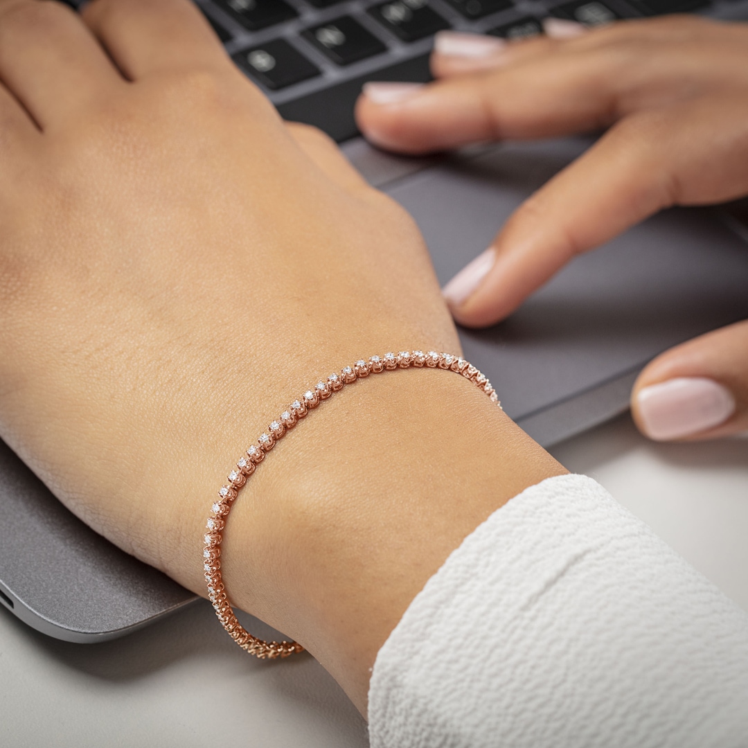 1.00 Karat Diamanten Tennisarmband 750/18 K Roségold