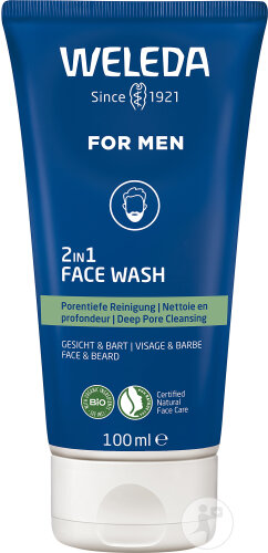 Weleda Men 2en1 Face Wash Nettoyage En Profondeur Visage Et Barbe Bio Tube 100ml