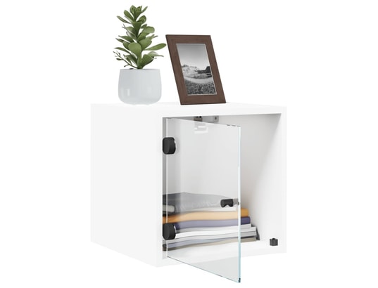 VIDAXL - Table de chevet avec porte en verre blanc 35x37x35 cm