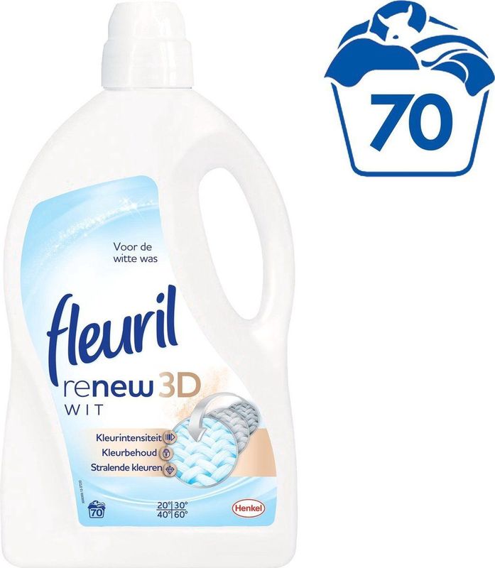 Fleuril - Renew 3D - Vloeibaar Wasmiddel - Puur Wit - 4 Flessen