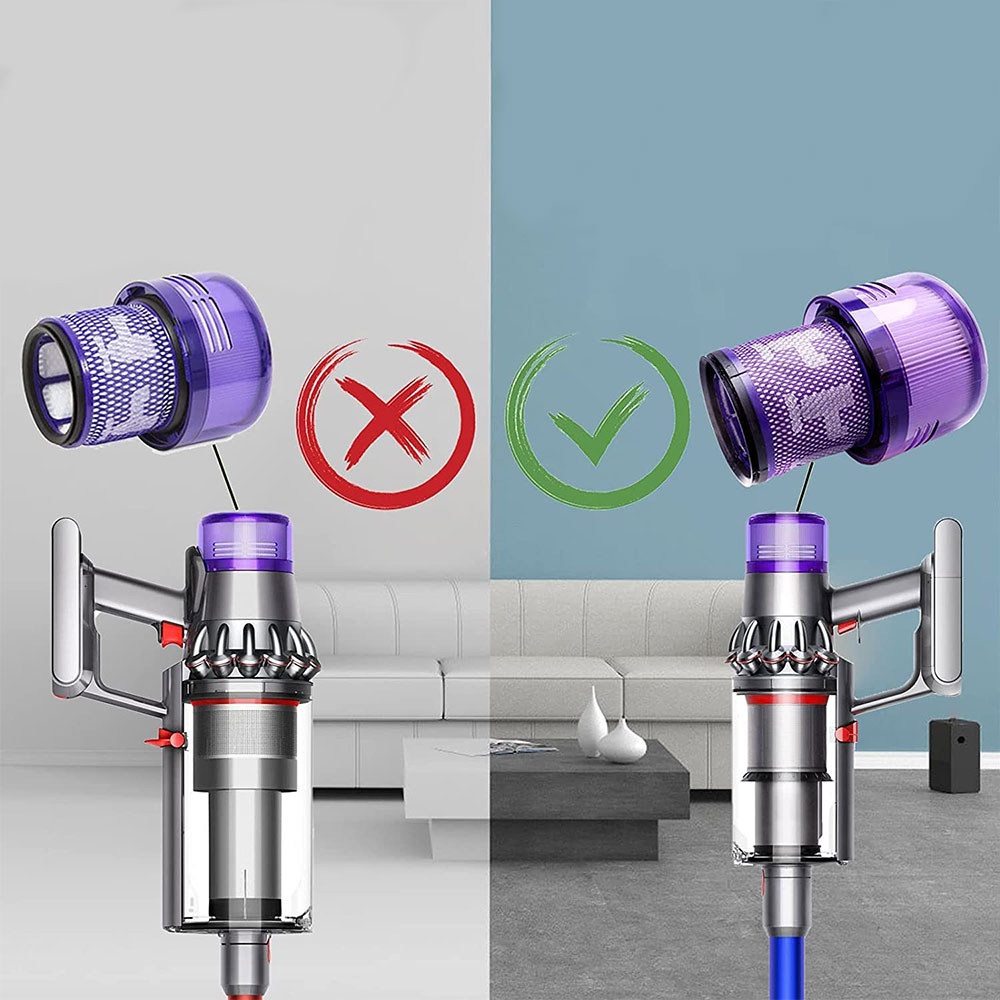 (4-tlg. Set) Ersatz Hepa Filter inkl. Reinigungsbürste für Dyson Staubsauger V11 / V15 - Violett