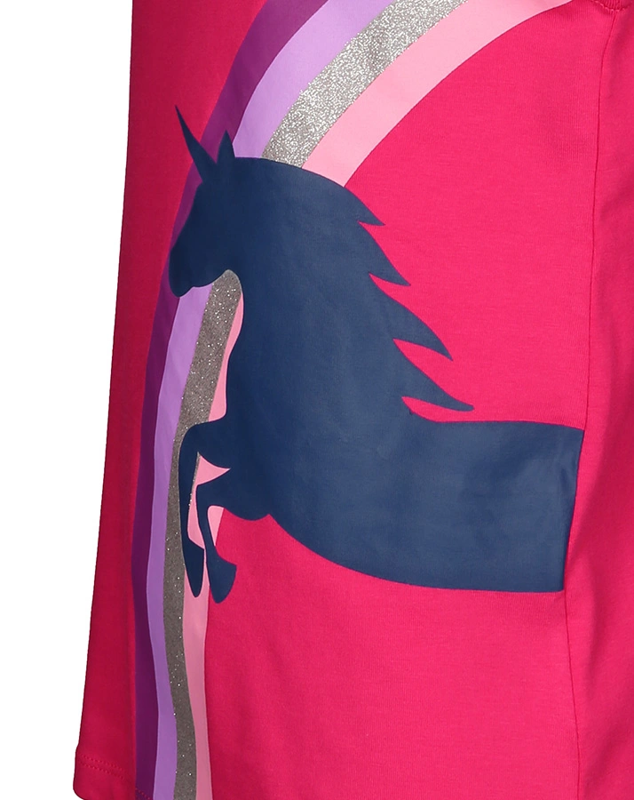 T-Shirt RAINBOW UNICORN mit Glitzer in pink