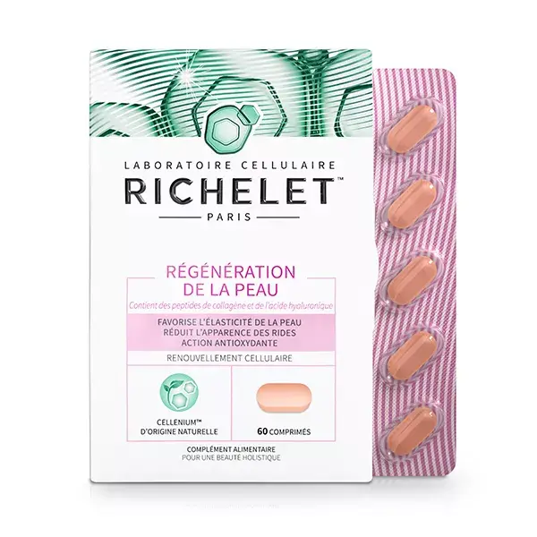 Suplemento alimentar RICHELET para regeneração da pele, 60 comprimidos