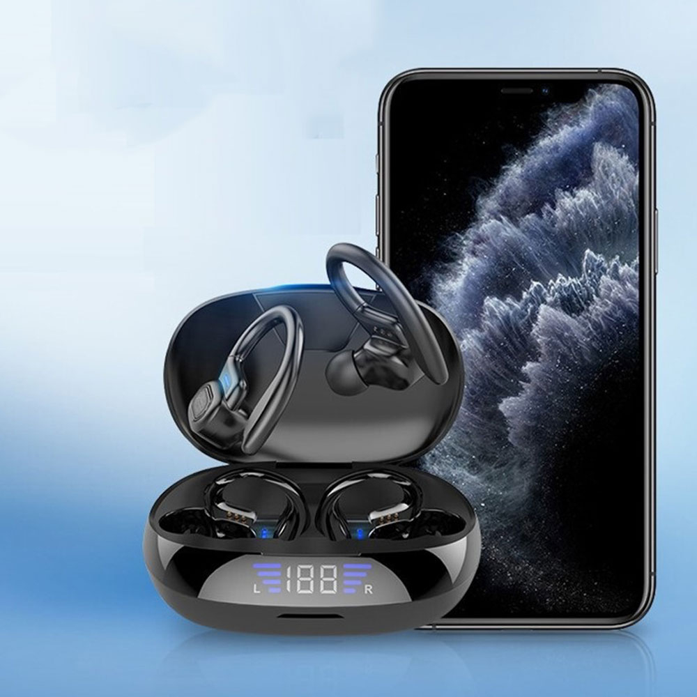 Kabellose TWS Bluetooth 5.0 In-Ear Sport Kopfhörer Headset   Ladecase mit Ladeanzeige (350mAh) - Schwarz