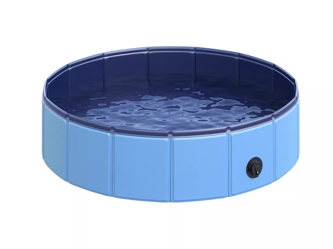 Piscine pour chien bassin PVC pliable anti-glissant facile à nettoyer diamètre 80 hauteur 20 cm bleu