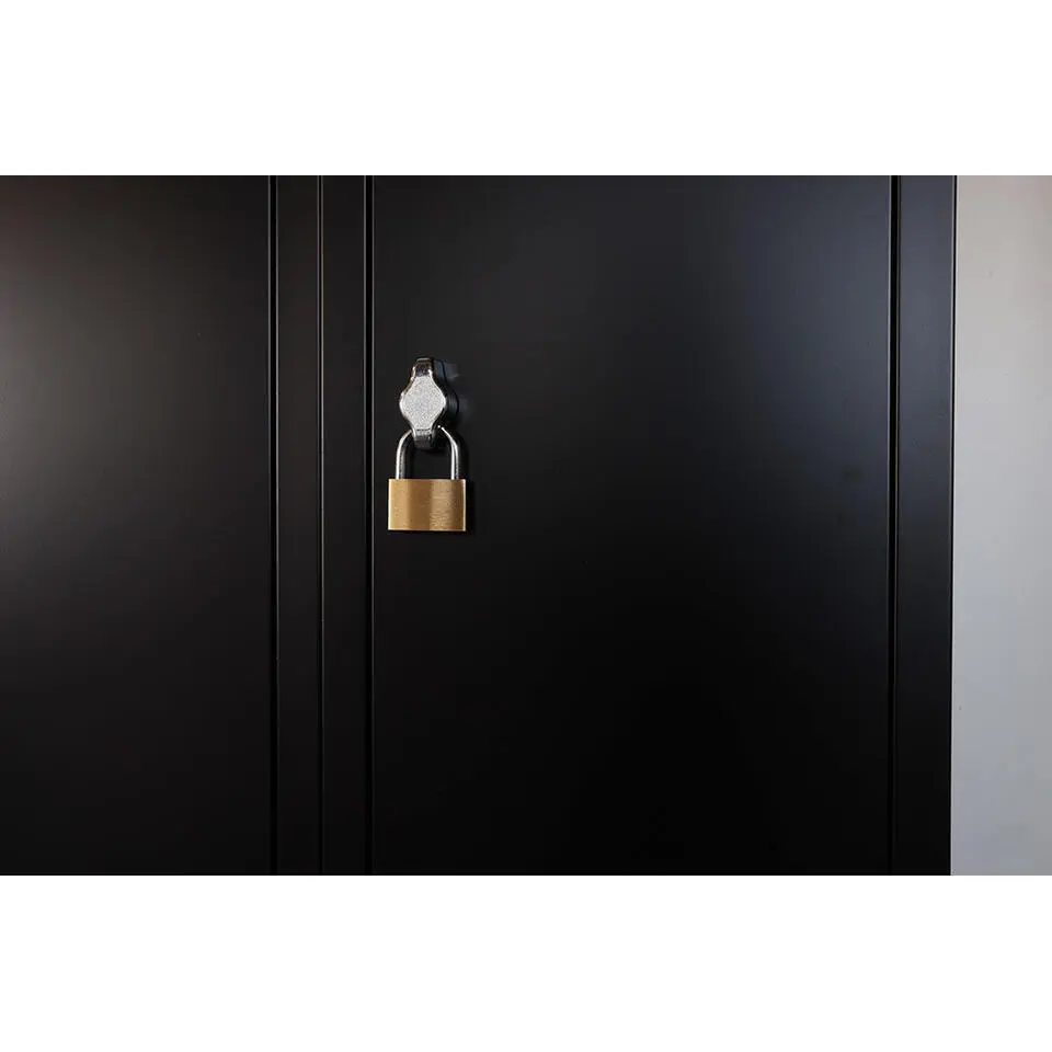 Lockerkast Zwart - 60x185 cm - 4 lockers