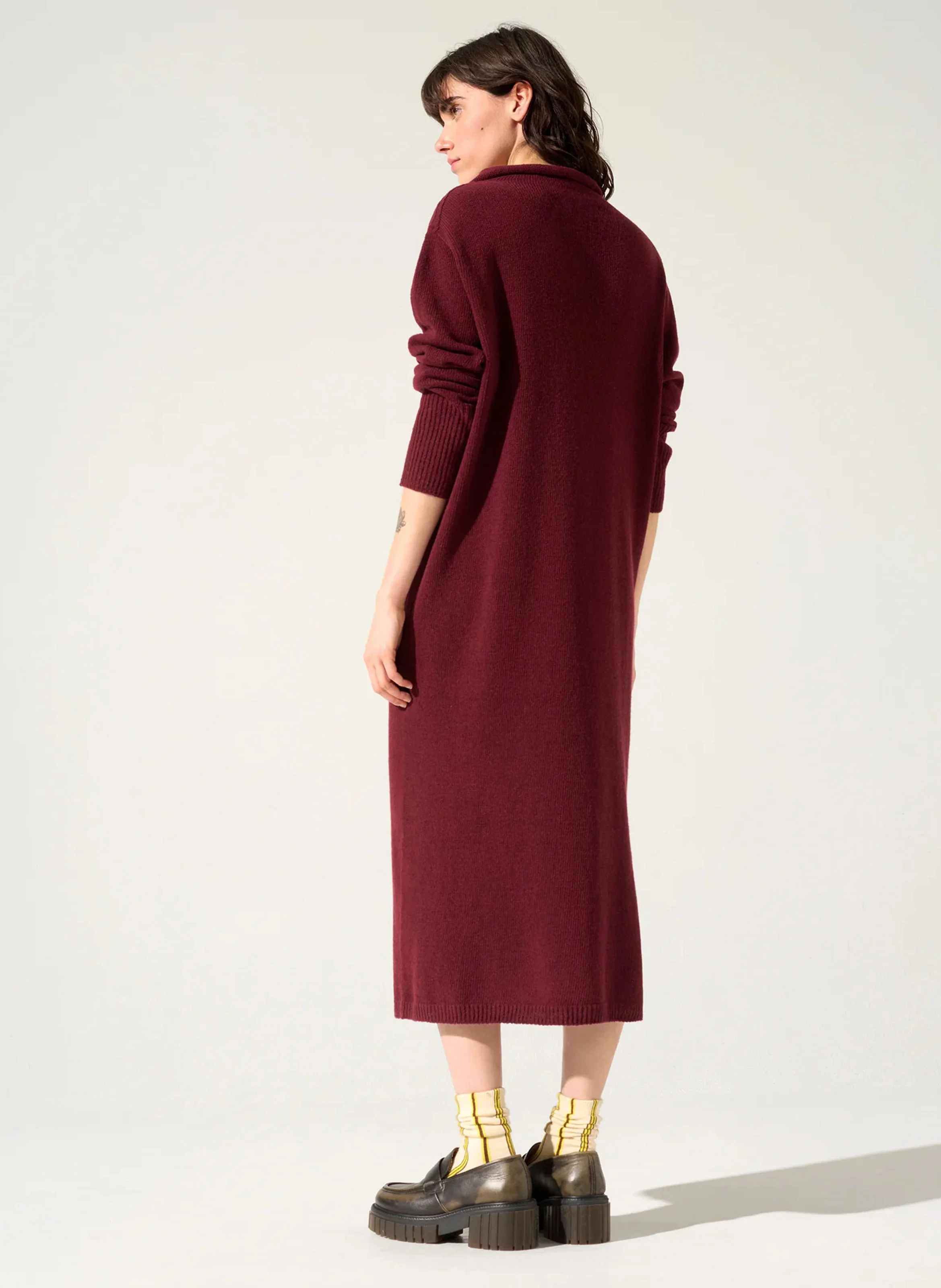 PERHAN - Robe pull ample en laine mélangée | Bleu