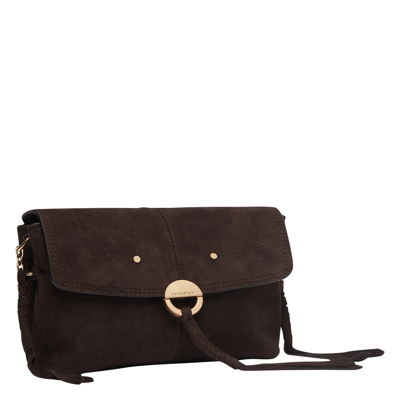 CLUTCH - Sac porté épaule en cuir velours| Marron