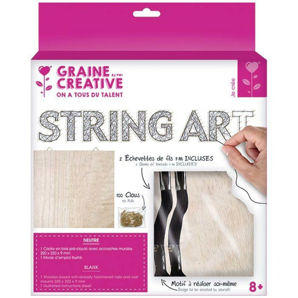 Coffret string art - tableau art filaire à faire soi-même 22 x 22 cm