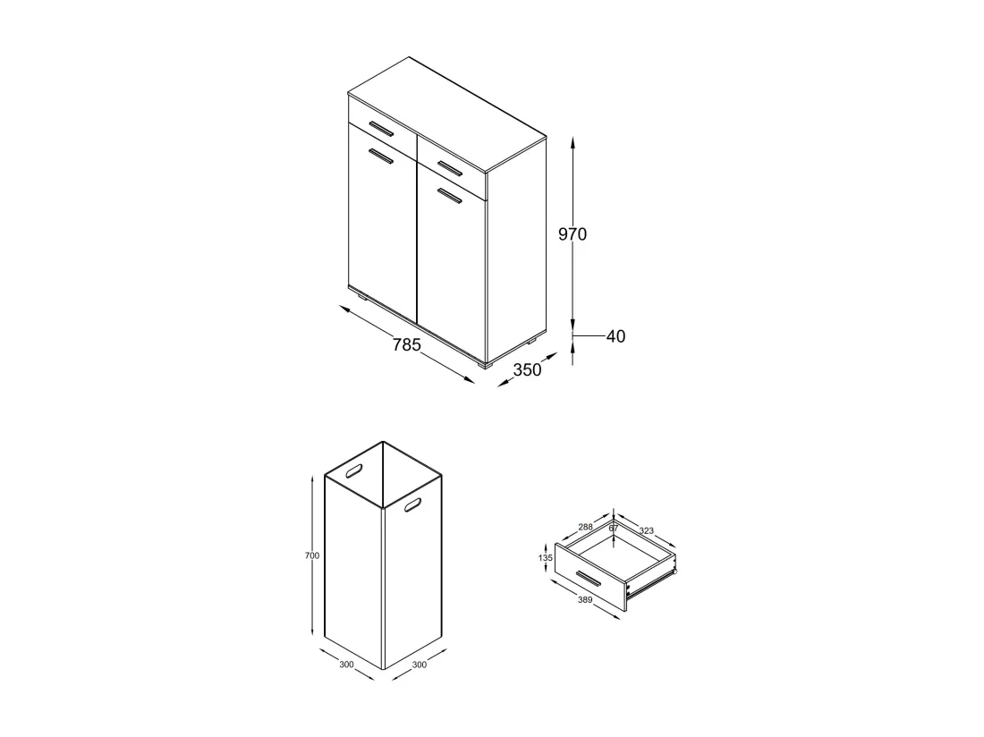 Armoire à linge Coffre à linge Zalo L
