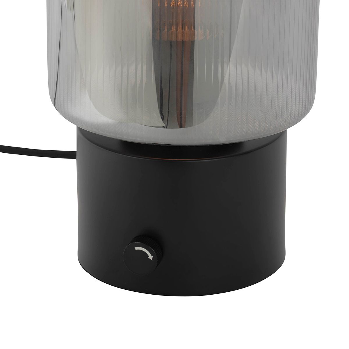 Art Deco tafellamp zwart met smoke glas - Laura