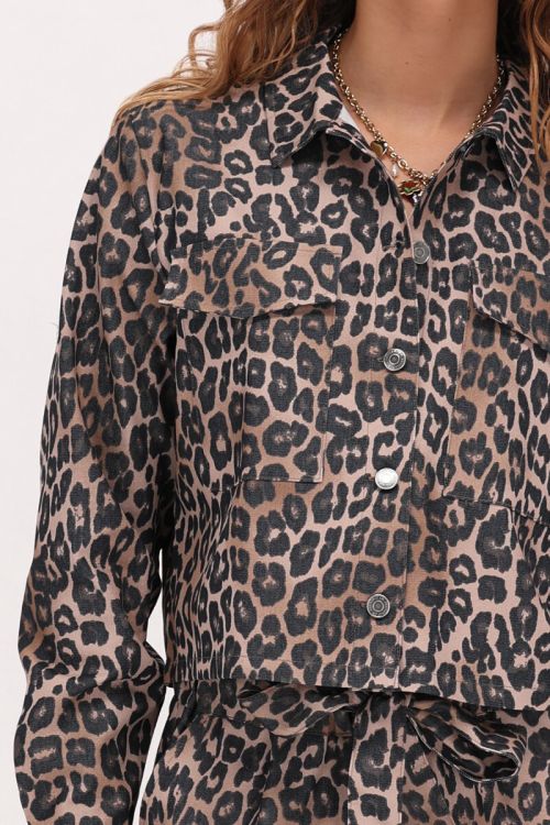 Cropped jacket met panterprint