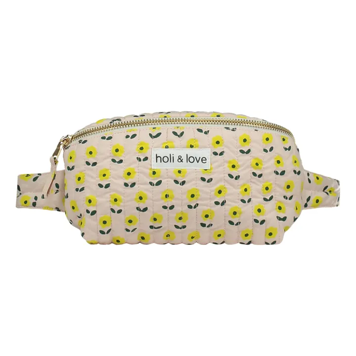 Holi & Love Sac Banane Fleurs Coton Bio | Rose pêche
