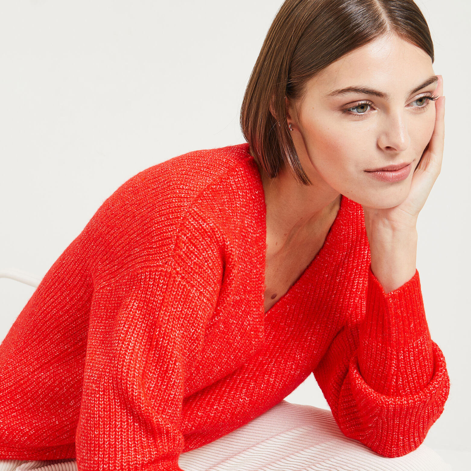 Pull Col V femme
