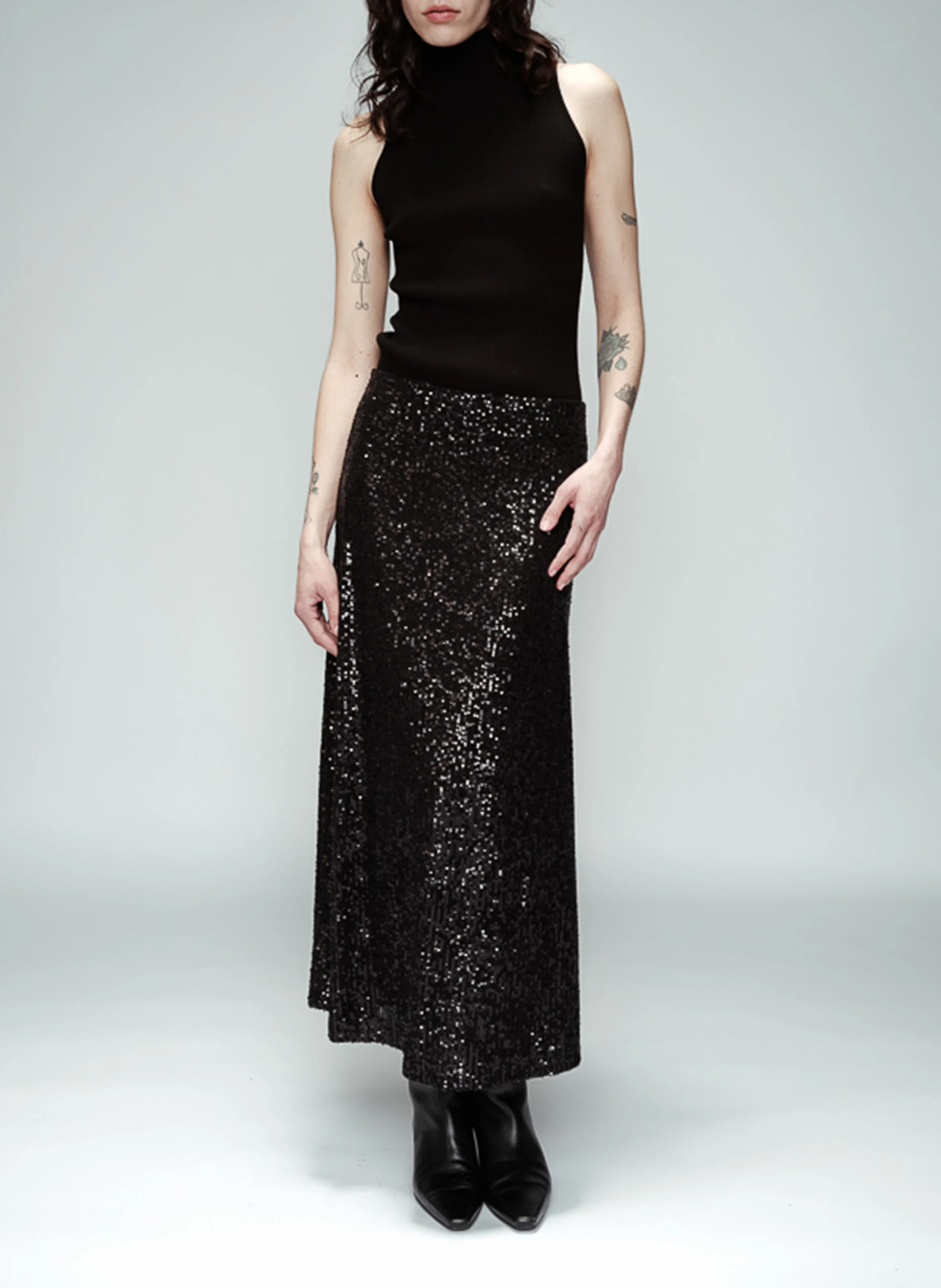 OBSESSION - Jupe longue à sequins | Noir