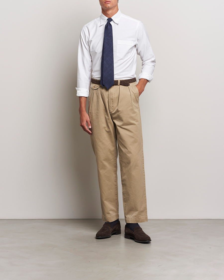 Drake's Button Down Oxford Shirt White