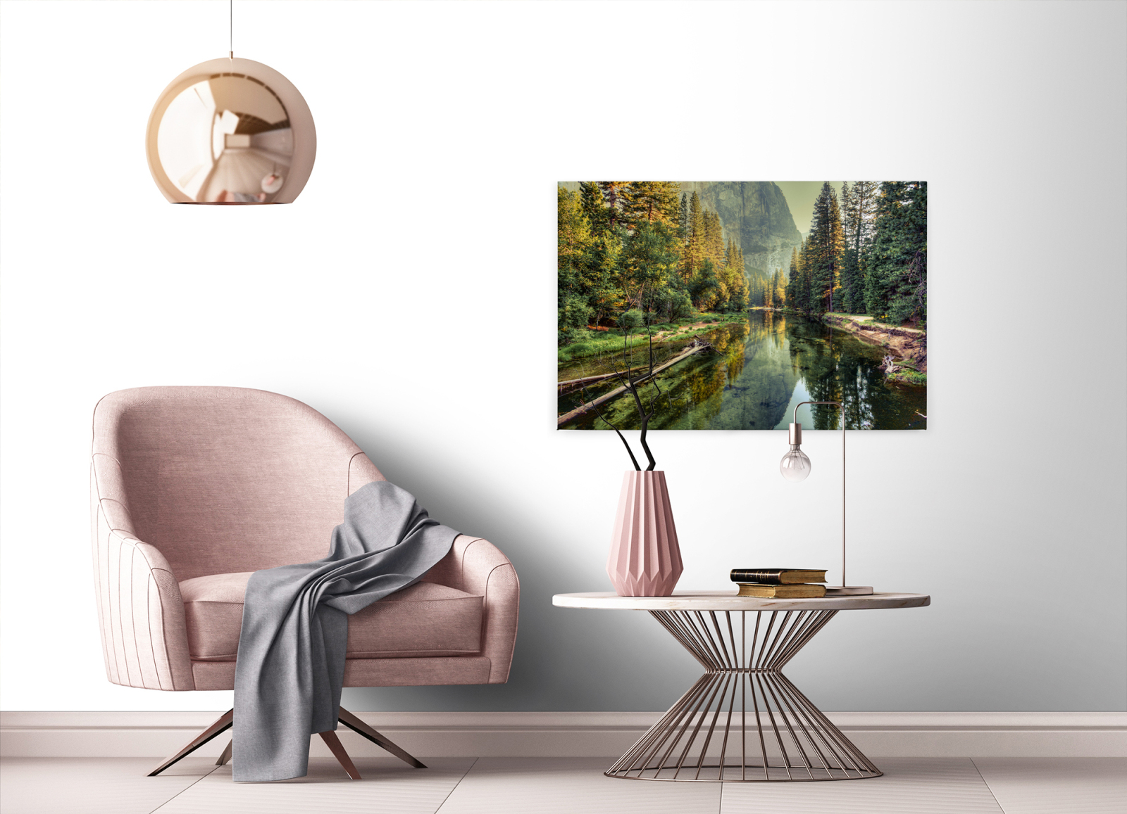Leinwandbild LANDSCHAFT AM SEE - grün - 90x60 cm Leinwand mit Landschaft am See