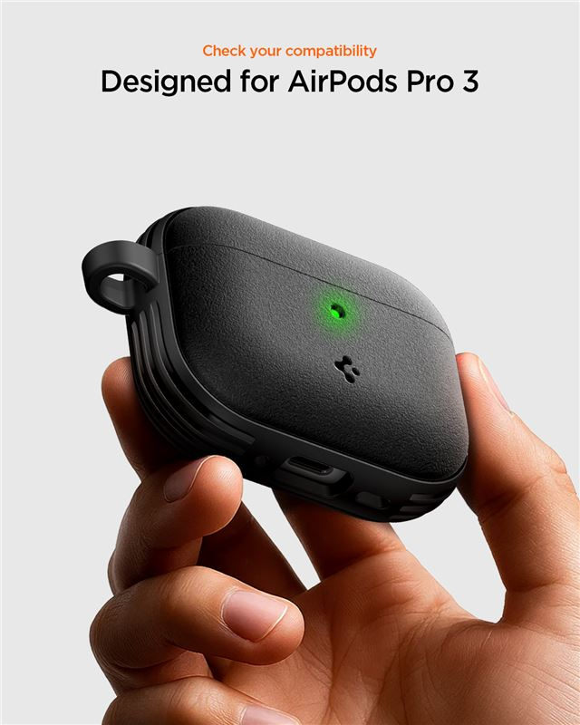 AirPods Pro 3 Vault Gummi Schutzhülle Abdeckung mit Karabiner (ACS09826) - Schwarz