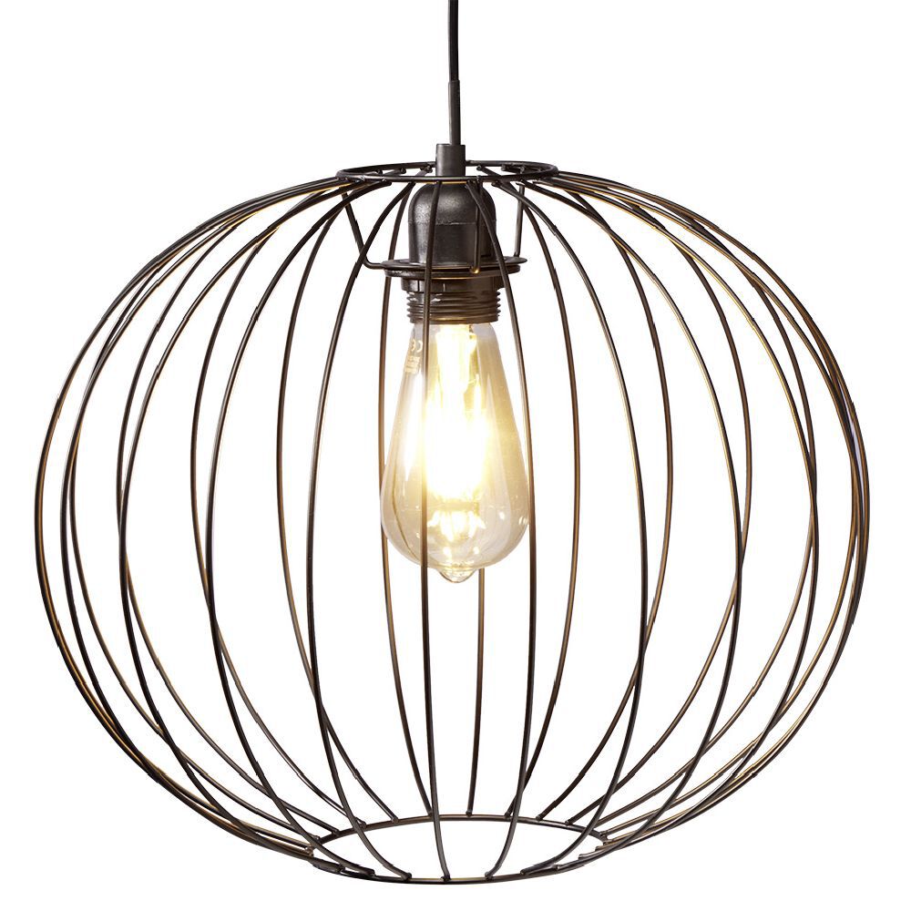 Luminaire à suspension filaire ronde métal noir Ø35cm