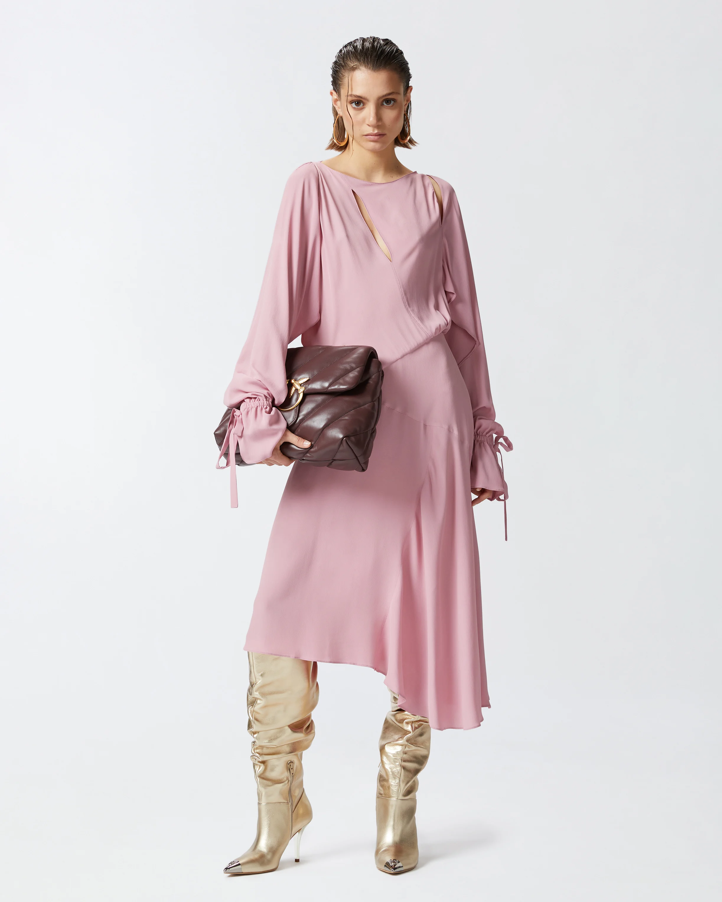 Robe midi asymétrique | Rose