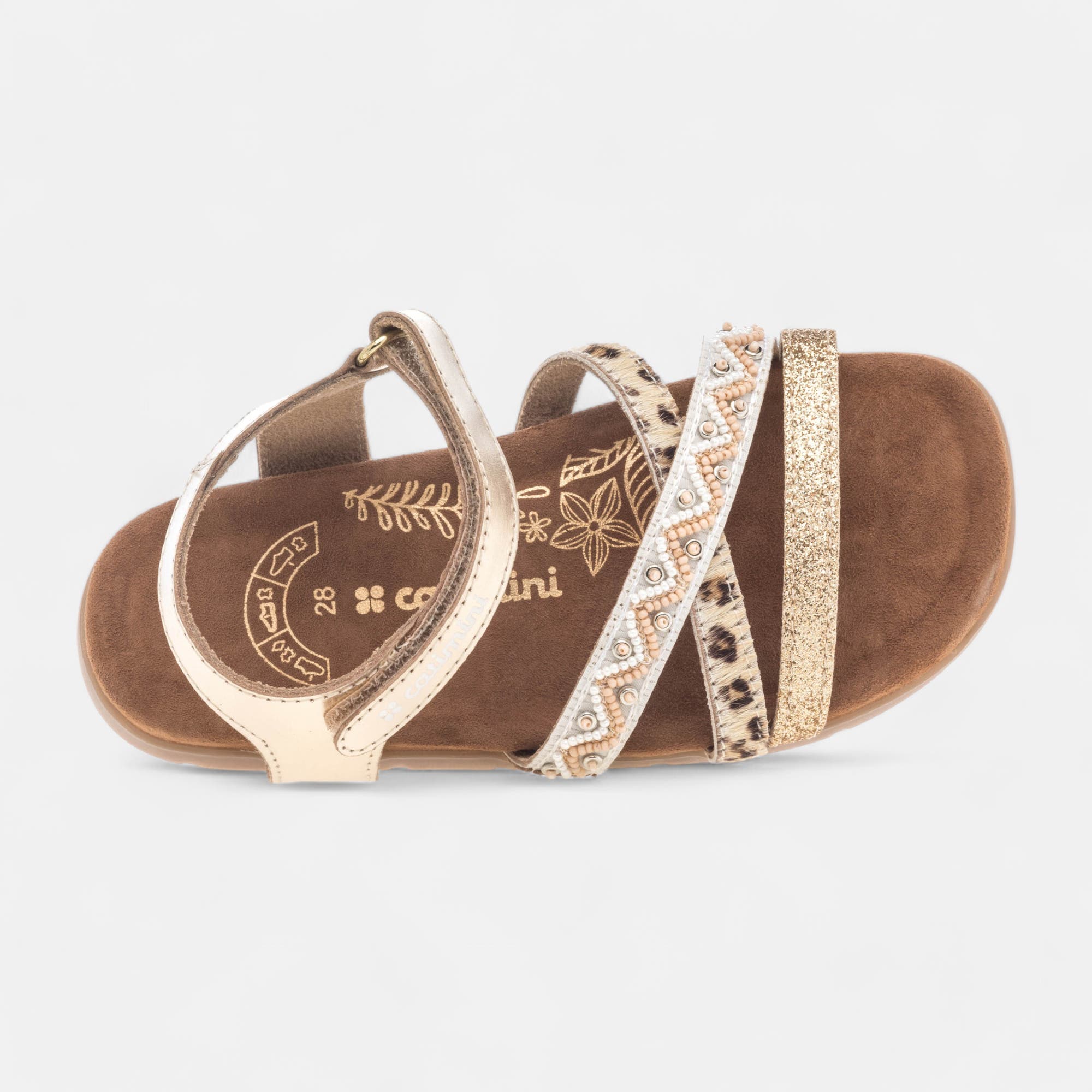 Mules semelle liège Fille en cuir or