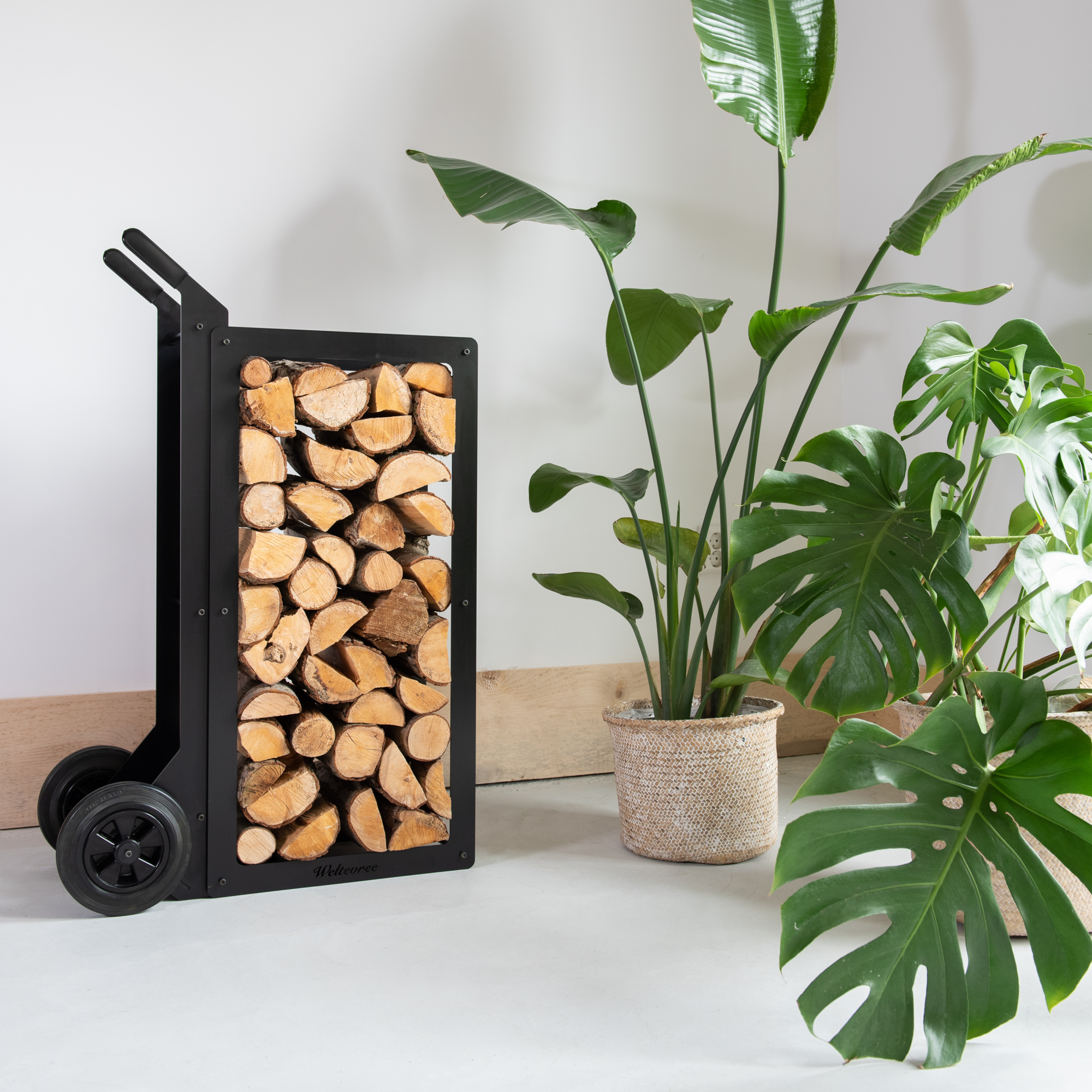 Opbergframe Woodstock haardhoud met trolly