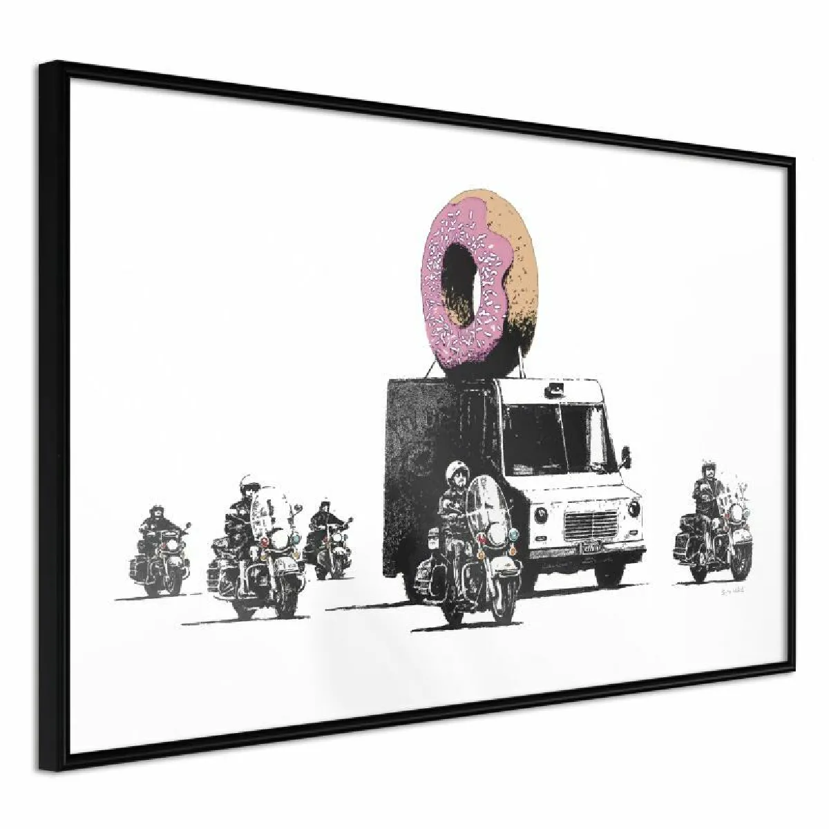 Paris Prix Affiche Encadrée Banksy Donuts Strawberry - Noir